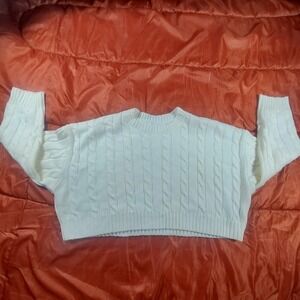 Dazy Cropped Pullover Thicc Cable Knight‎ Women's Sweater Size Large EUC